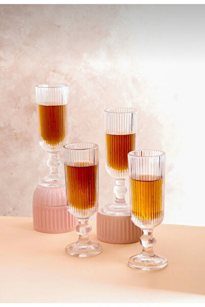 ORTAKÖY CENNETİ 6-Piece Standing Line Stick Model Coffee Side Water and Soft Drink Glass Set