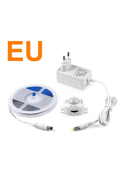 Lcamaw 5m Warm White Eu Plug Waterproof 2835 Led Strip With 110v 220v To 12v Eu Us Power Adapter Plug Pir
