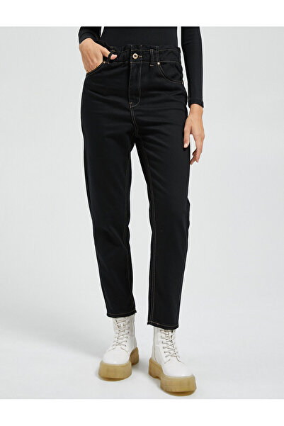 Koton Gabardin Pantolon Lastikli Yüksek Bel Cep Detaylı Daralan Paça