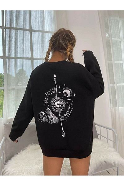 Moda Glo Swetshirt cu imprimeu nordic.