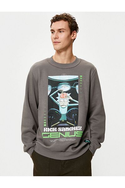 Koton Rick and Morty Licensed Printed Crew Neck Sweatshirt