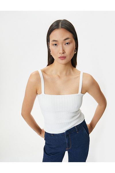 Koton Strappy Athlete Textured Square Collar