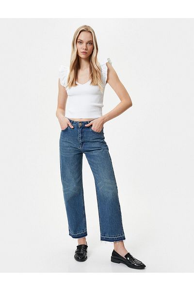 Koton Knitwear Blouse V-Neck Ribbed Frilly