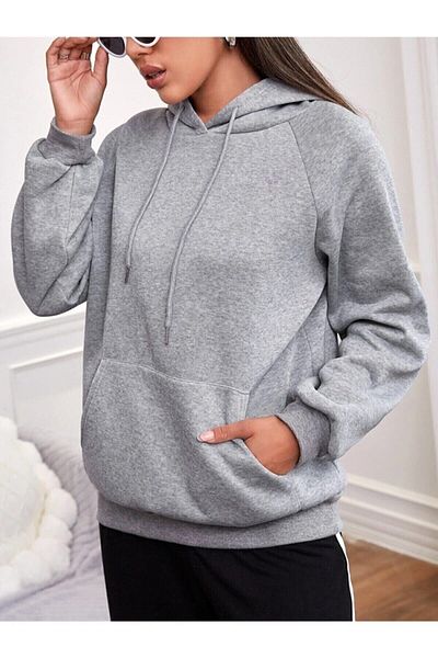 Moda Glo Суитшърт с качулка Blackjackwear в сив цвят и кенгуру