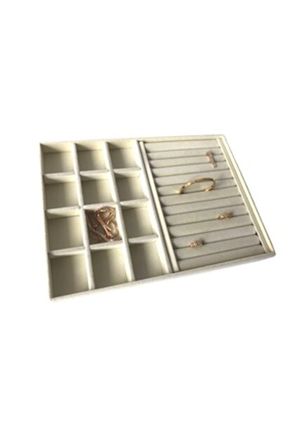 NOVAFACE Std New Domestic Suede Cream Jewelry Box with Sausage Compartment (A...