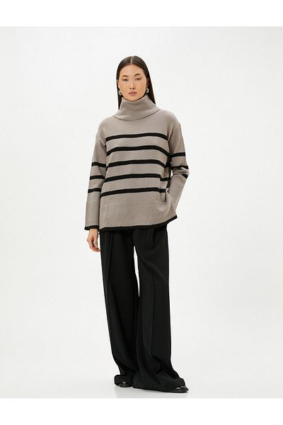 Koton Oversize Turtleneck Sweater Knitwear Long Sleeve Ribbed
