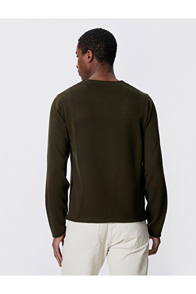 Koton Βασικό Πλεκτό πουλόβερ με ανάγλυφη στρογγυλή λαιμόκοψη, λεπτή εφαρμογή