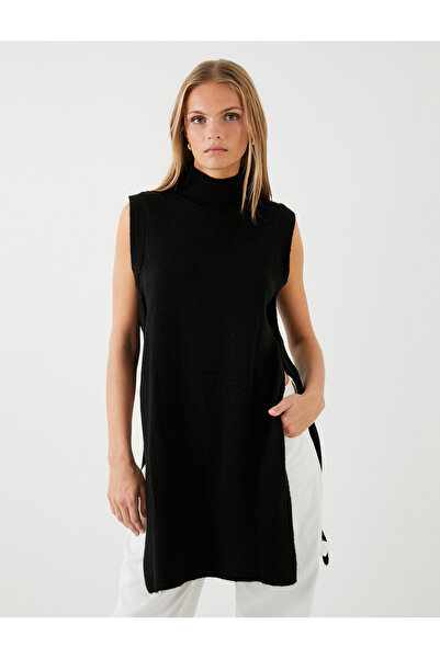 Koton Довгий трикотажний светр з рибальським коміром і розрізами з боків