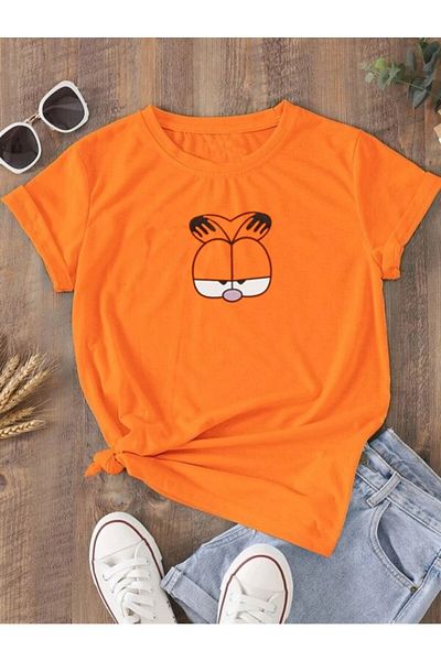 Moda Glo Tricou oversize portocaliu cu imprimeu Garfield
