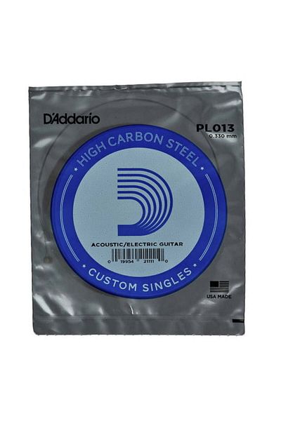 Daddario Pl013 سلك كهربائي وصوتي واحد، B-(SI)، سلك كهربائي عالي الكربون St من الفولاذ العادي 013
