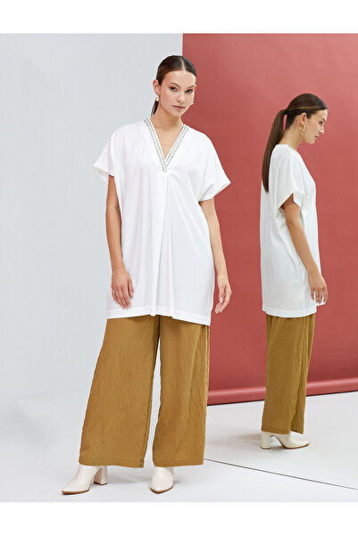 Koton Dlhá tunika s krátkym rukávom a výstrihom do V