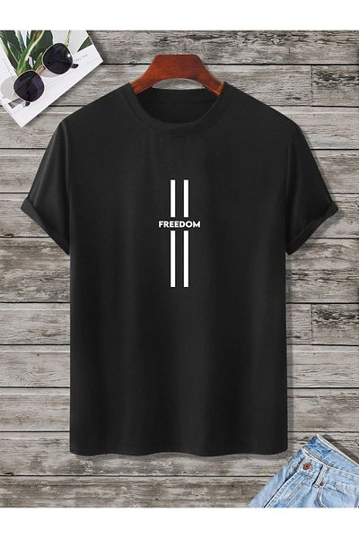 Moda Glo Μπλουζάκι Unisex Freedom Μαύρο Oversize με στάμπα