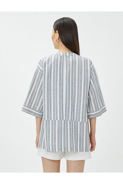 Koton Oversize Linen Kimono Short Sleeve with Pockets