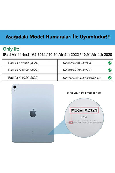 TEKNETSTORE İpad Air 11" M3 (2025) / M2 (2024) / Air 10.9" (2022 / 2020) Kılıf Kapaklı Standlı Uyku Modlu Smart