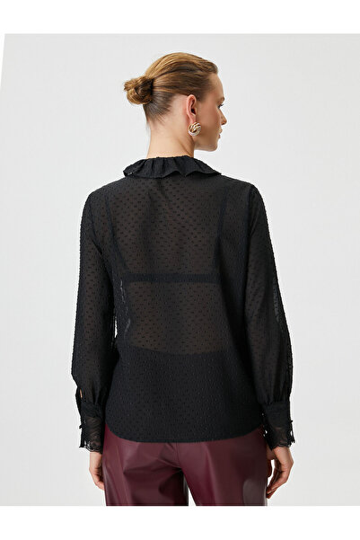 Koton Lace Ruffle Collar Shirt