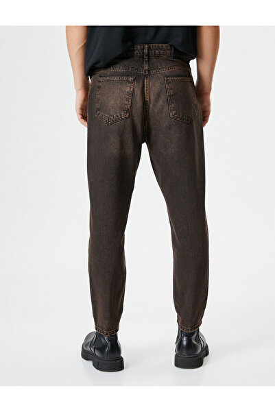 Koton Πλυμένο τζιν παντελόνι με κουμπιά λεπτομέρειας τσέπης Relax Fit