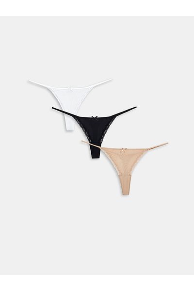 LC Waikiki Lw - Chiloți tanga cu dantelă, pachet de 3