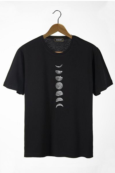Moda Glo Μπλουζάκι Oversize Printed Phase of the Black Moon - Unisex Crew Neck Cotton Basic Top