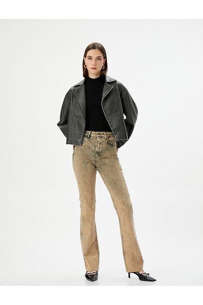 Koton Distressed Lightweight Flare Jeans Slim Fit Standard Waist Cotton Pocket - Victoria Slim Jea