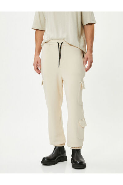 Koton Jogger Cargo Sweatpants - Waist Lace up and Pocket Detail