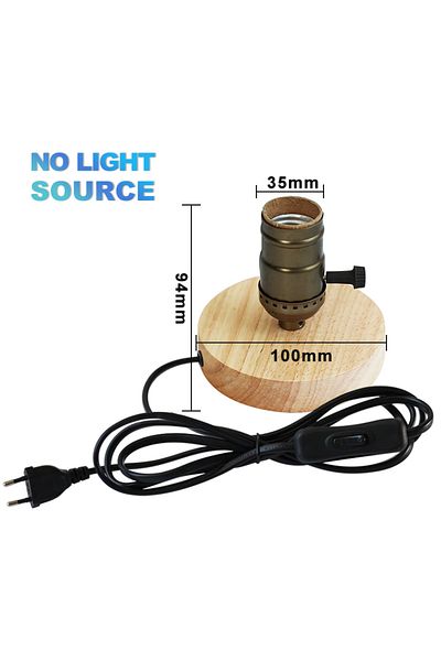 Choice Retro Wood Table Lamp - 220V/110V E27 Vintage Desk Lamp Base Holder EU Plug Bedside Decor Light