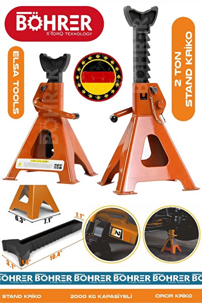 BÖHRER Alman Böhrer Turuncu 2 Ton Oto Araç Araba Kaldırma Sabit Tutma Kriko S...