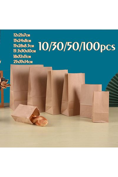 Choice 10/30/50/100pcs Brown Kraft Paper Bag Food Vegetables Shopping Bag Candy Package Kraft Lunch Bag ...