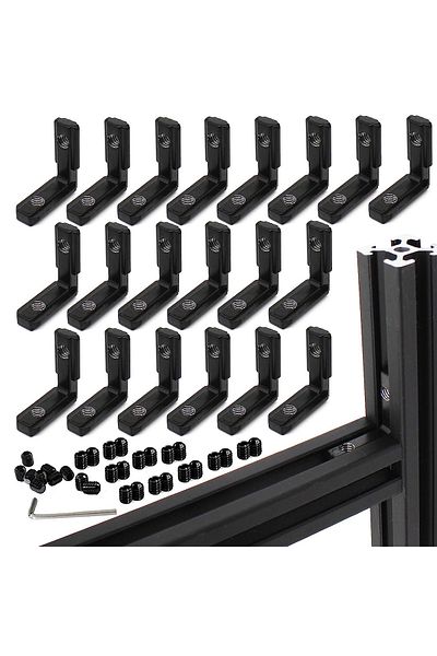 Choice 20pcs  Black 2020 Series L-Shape Interior Inside Corner Connector Joint Bracket with Screws for 2...
