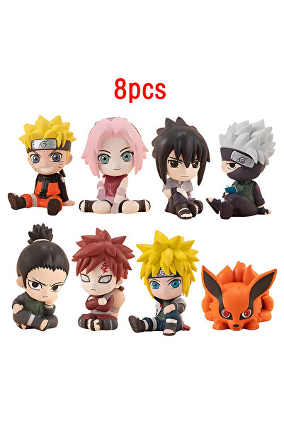 BANDAI 8pcs set 8pcs Set Anime Naruto Figure Kakashi Sasuke Uchiha Itachi Gaara Haruno Sakura Action Figur