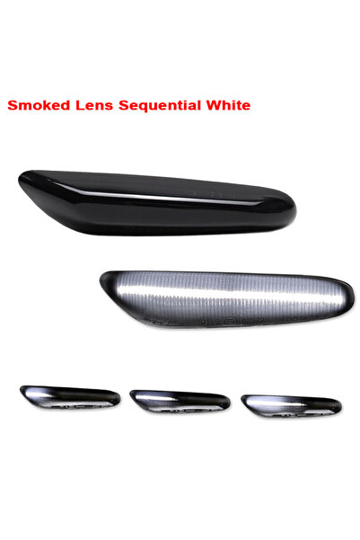 Choice1 Smoked Lens white 2pcs for BMW Led Dynamic Side Marker Turn Signal Li...