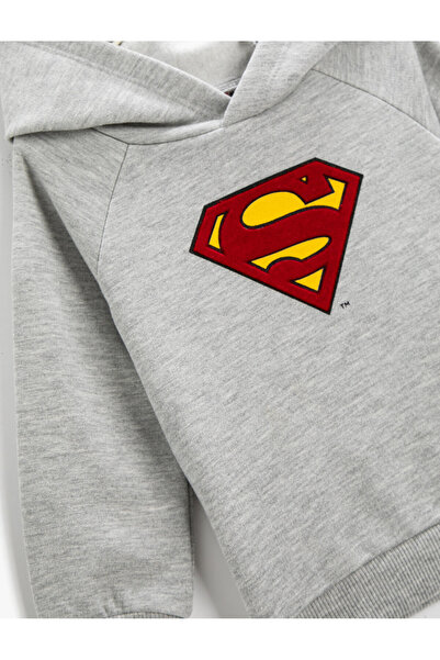 Koton Kapüşonlu Superman Baskılı Sweatshirt Lisanslı Uzun Kollu
