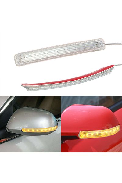 LEEPEE مصابيح إشارة الانعطاف FPC الصفراء الناعمة 8 SMD شرائط LED عالمية لمرآة الرؤية الخلفية للسيارة
