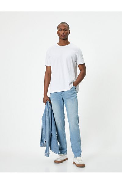 Koton 4SAM40107ND Jeanshose aus Baumwolle für Herren, Helles Indigo