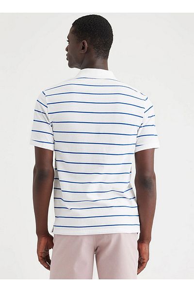 Dockers By Gerli White-Navy Blue Polo Collar Slim Fit Men's T-Shirt - A1159-0087