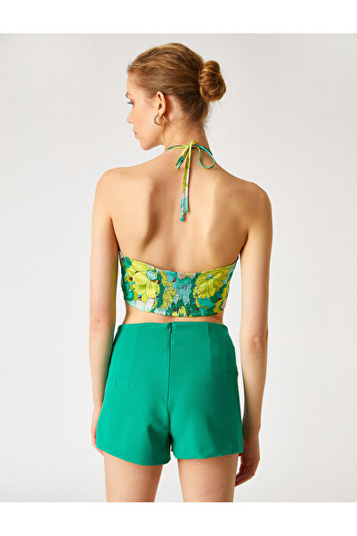 Koton Halter Neck Bustier Patterned Window Detailed