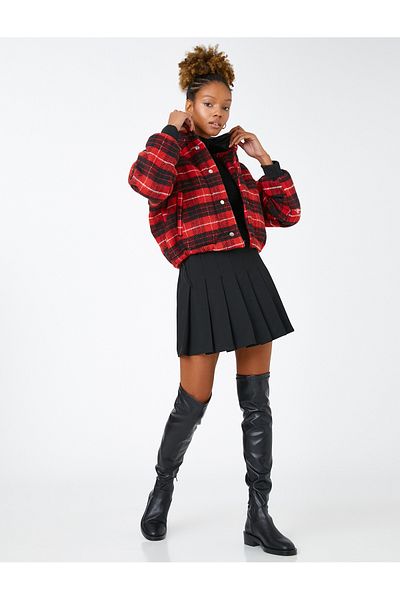 Koton Crop Puffer Jacket Stand Guler