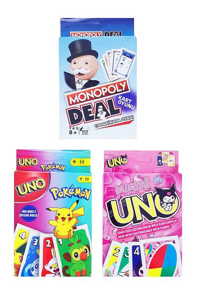 POPKONSOL Uno Pokemon Kuromi Deal Real Estate Game Cards Set