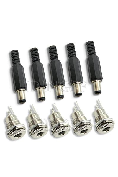 Choice 5.5X2.5 Each 5PCS 10PCS 5Pair 5.5x2.1mm 5.5x2.5mm DC Power Plug Male Female Jack Socket Nut Panel Mo