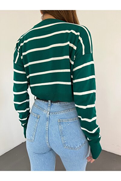 Modamorfo Πλεκτό πουλόβερ Emerald Pinstripe Crop