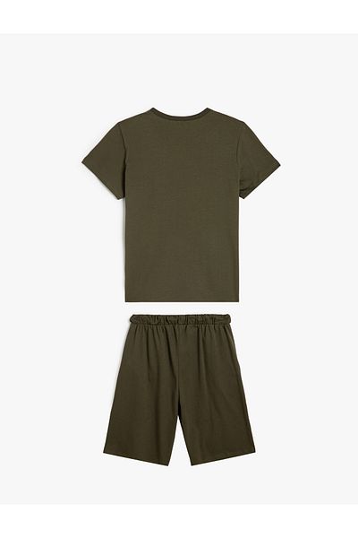 Koton Cotton 2-Piece T-Shirt and Shorts Set - Print Detailed