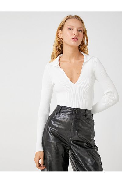 Koton Polo Neck Pletený svetr Crop Dlouhý rukáv