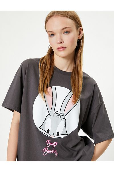 Koton Bugs Bunny lizenziertes Baumwoll-T-Shirt – Kurzarm, Rundhals