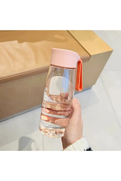 Choice 650ml Pink lid Portable Rope 550 650ml Plastic Clear Running Sports Water Bottle Cup Student Male Fe