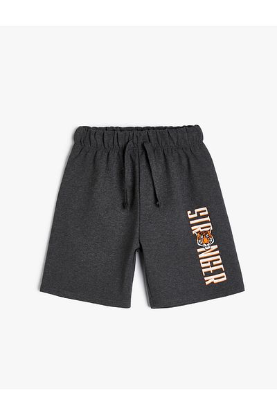 Koton Basic Shorts Print Detailed Tie Waist Cotton Blended
