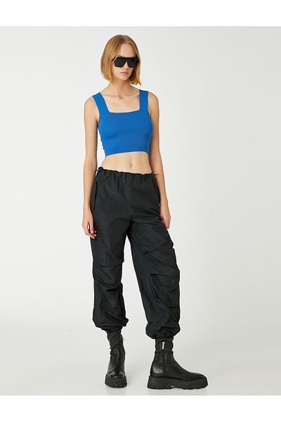 Koton Crop Tank Top Χοντρό λουράκι τετράγωνο γιακά