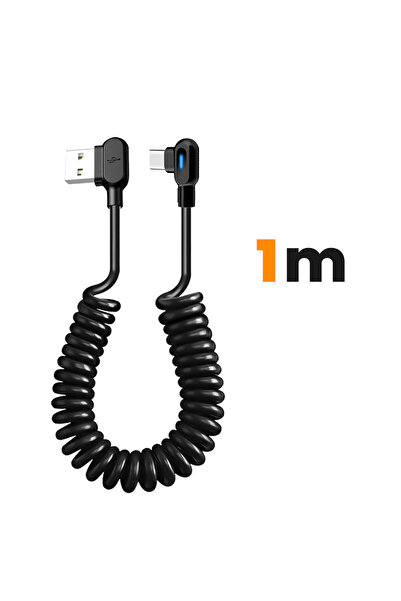 Choice كابل بيانات قصير زنبركي بطول 1 متر وقوة 6 أمبير، مزود بمرفق USB-C إلى Type-C، كابل شحن سريع للهواتف...