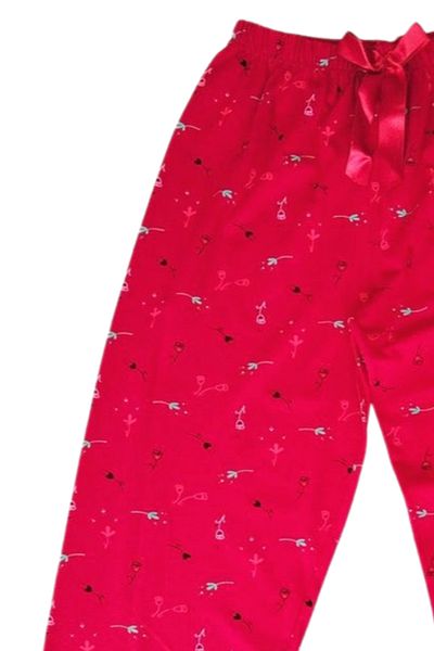 Angoravi Seasonal Viscose Combed Cotton Trousers with Elastic Waist Red