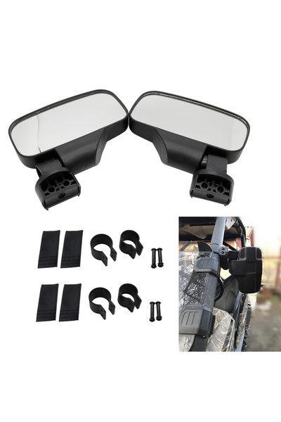 Choice black UTV 1.75" 2" MirrorsSide Rear View Mirrors w/ Free Rivets for Ca...