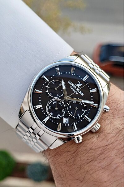 Daniel Klein Kadranı Siyah Kordonu Silver Renk 24 Ay Garantili Fonksiyonlu Er...