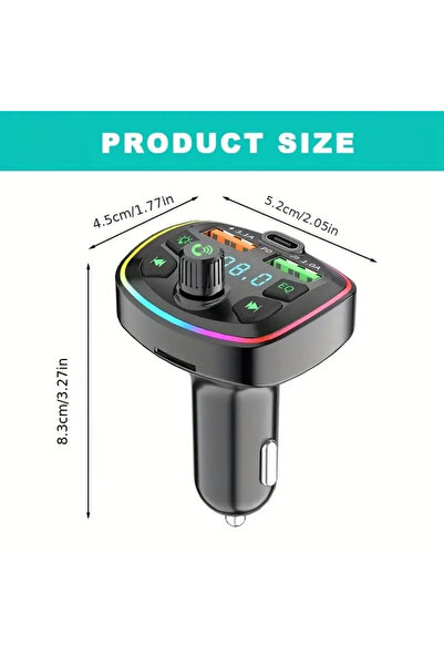 Choice مشغل MP3 للسيارة باللون الأسود مزود ببلوتوث 5.0 وجهاز إرسال FM بدون استخدام اليدين مع ميكروفون مدمج في الولايات المتحدة